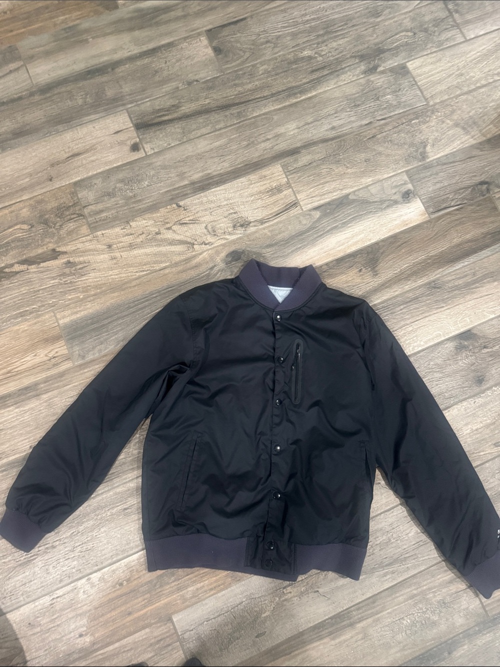 Nike Black Bomber Jacket with Ribbed Trim